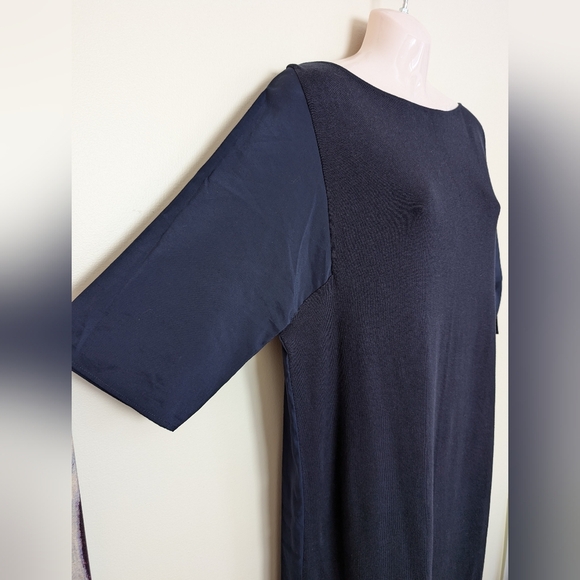 COS Woven-Knit Mix Dress small navy blue - Picture 7 of 12